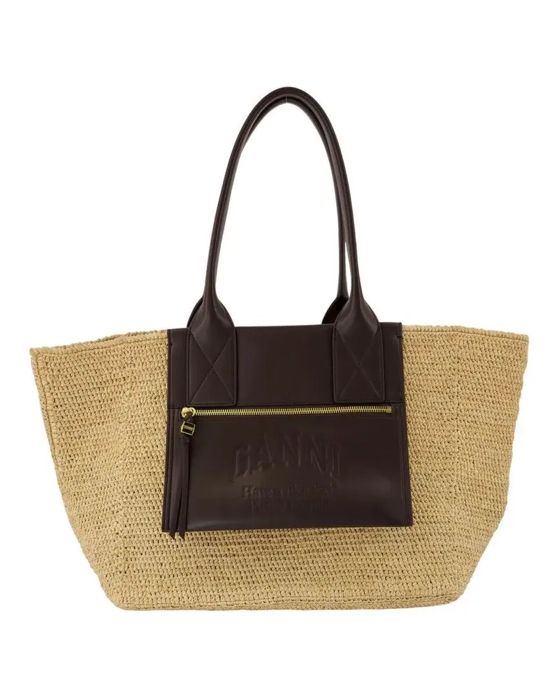 Ganni Shopper & Totes Easy Medium Shopper Bag - Raffia - Brown braun Braun