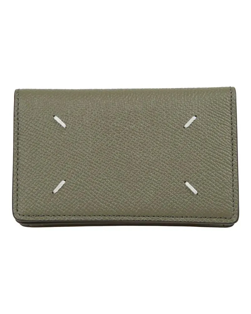 Maison Margiela Portemonnaies Compact White-Stitch Wallet grün Grün