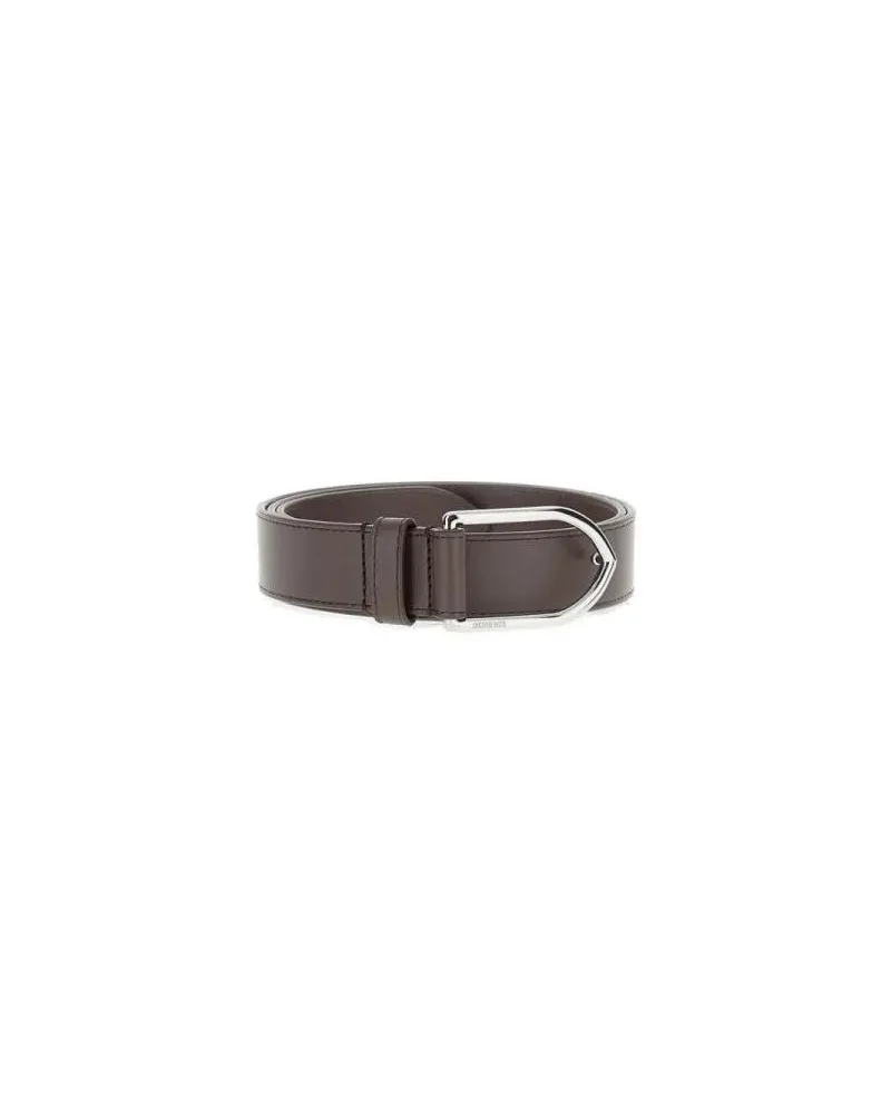 Jacquemus Gürtel Brown Leather Belt With Polished Metal Buckle braun Braun