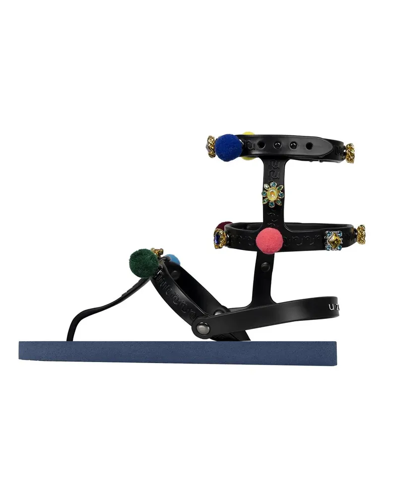 uzurii Slipper & Pantoletten Zehentrenner Mondriaan Colorful Black blau Blau