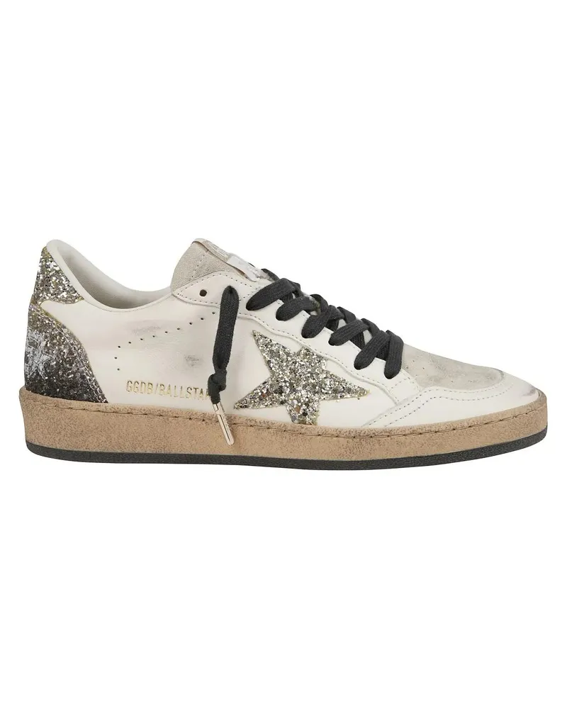 Golden Goose Low-Top Sneaker Black Vintage Leather Sneakers With Silver Star weiß Weiß