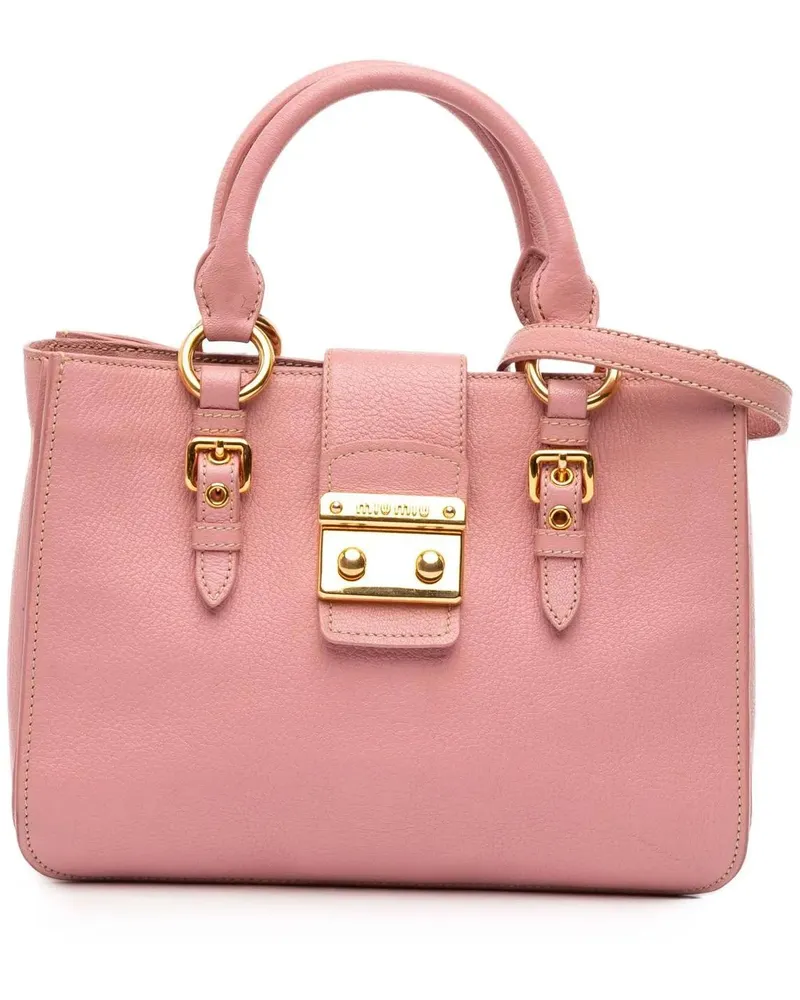 Miu Miu Hobo Bags Goatskin Madras Satchel rosa Gold