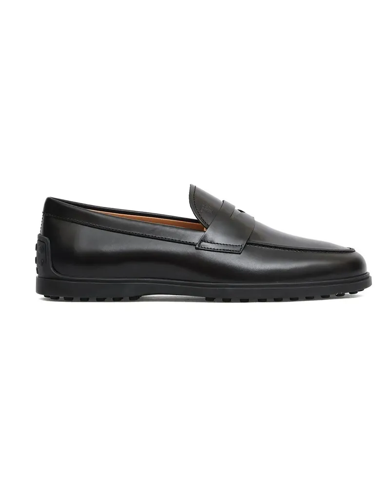 TOD'S Loafer Black Leather Moccasin schwarz Schwarz