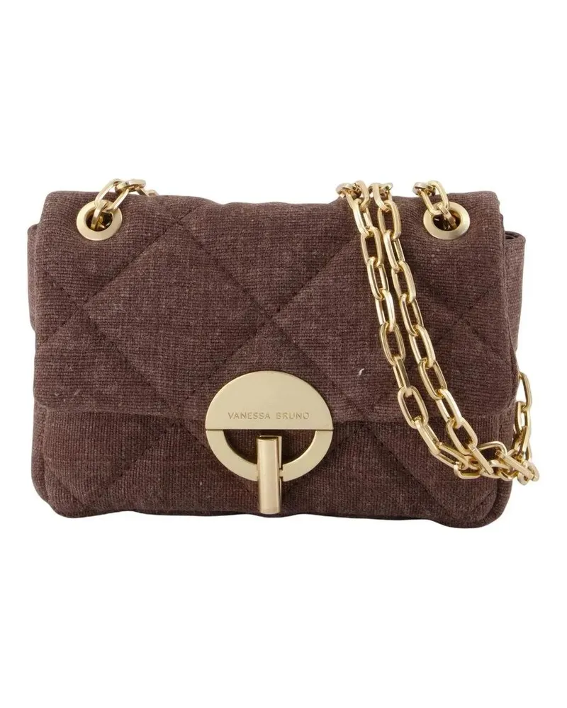 Vanessa Bruno Hobo Bags Quilted Linen Nano Moon Shoulder Bag braun Braun