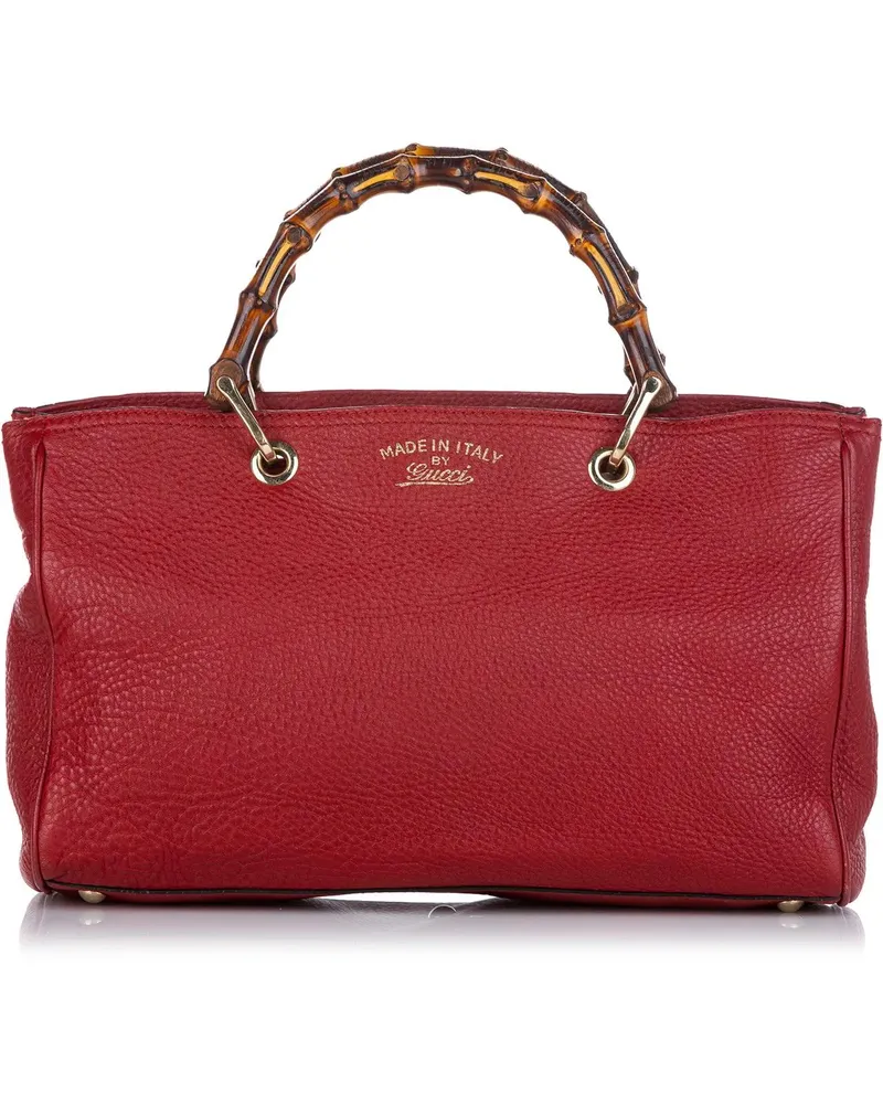 Gucci Hobo Bags Medium Calfskin Bamboo Shopper Satchel rot Rot