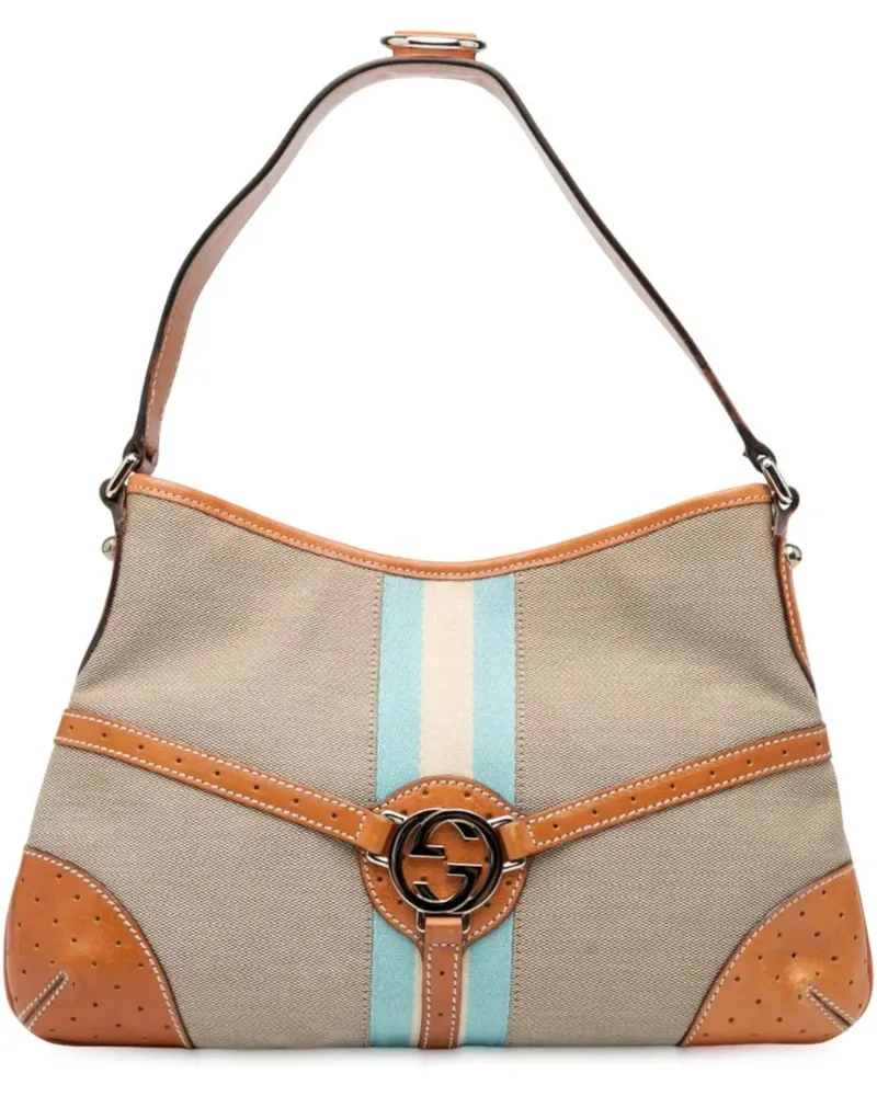 Gucci Hobo Bags Canvas Web Reins Shoulder Bag braun Braun
