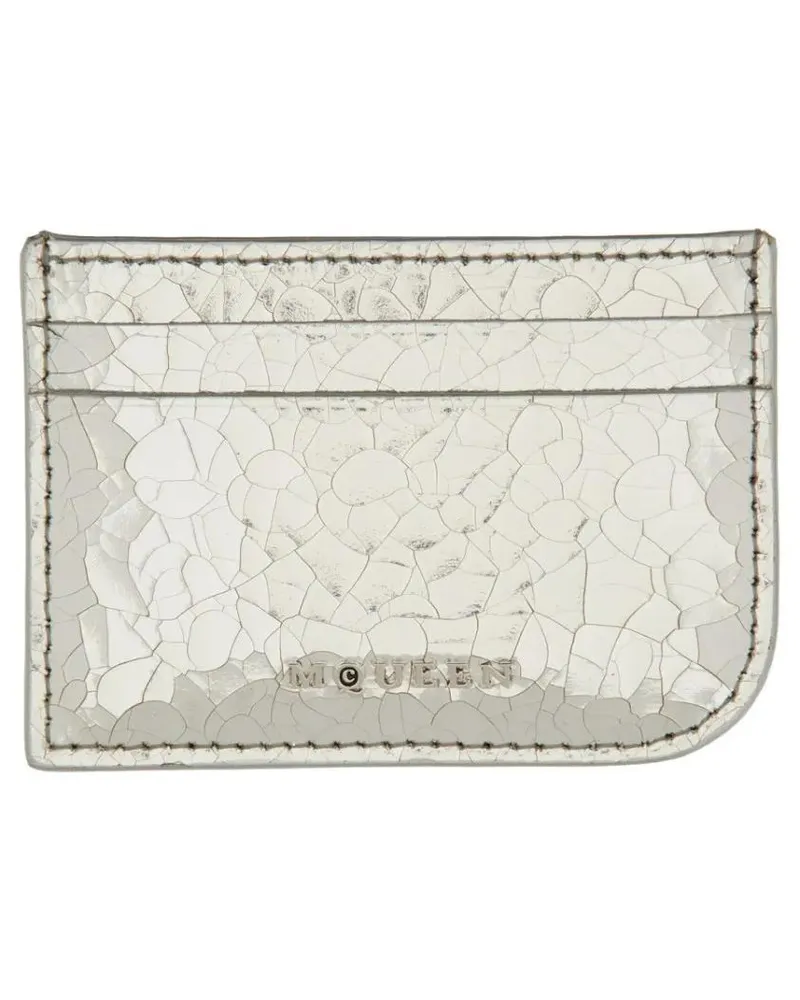 Alexander McQueen Portemonnaie Leather Card Holder silberfarben Silber