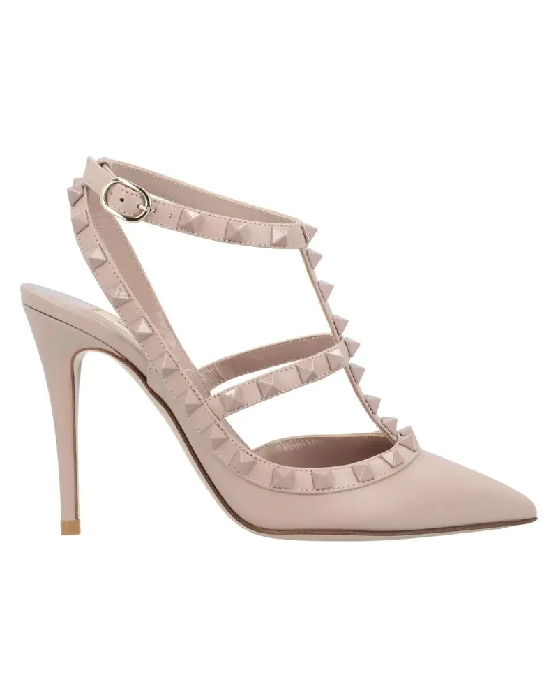 Valentino Garavani Hohe Schuhe Pointed Toe Rockstud Pumps With Adjustable Ankle S beige Beige