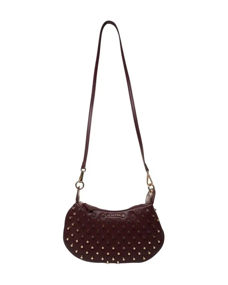 LA CARRIE Hobo Bags Crescent Shoulder Bag In Rosso With Metal Studs schwarz Schwarz