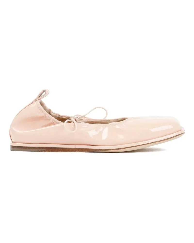 Simone Rocha Pink Powder Patent Heart Toe Lace-Up Ballerina pink Rosa