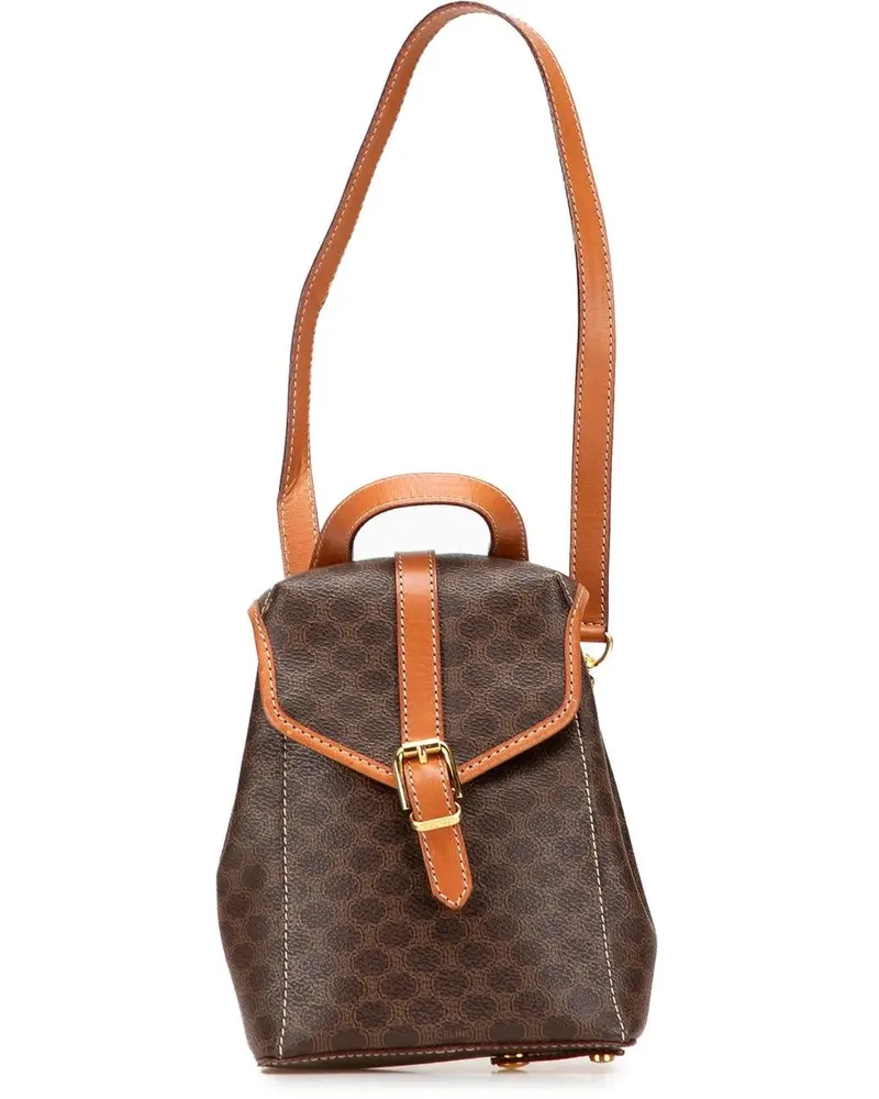 Celine Rucksäcke Mini Macadam Coated Canvas Twin Backpack braun Braun