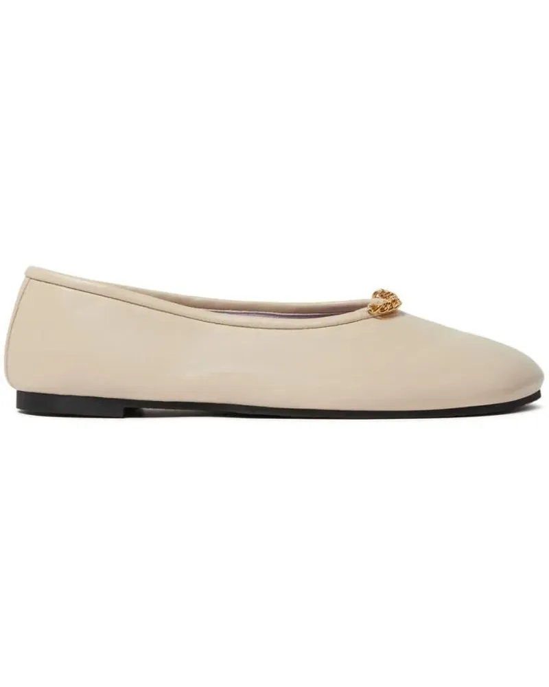 Stella McCartney Rounded Toe Flats With Subtle Chain Detail beige Beige