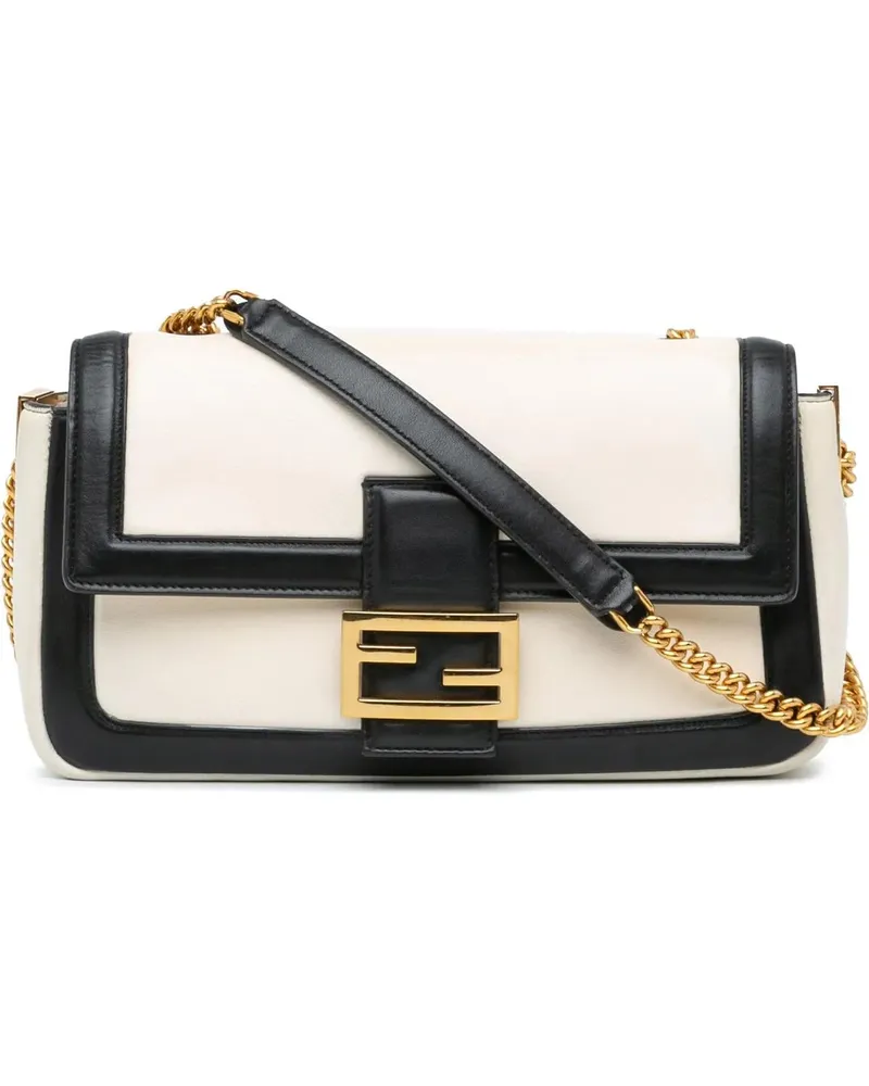 Fendi Hobo Bags 2010-2024 Bicolor Leather Chain Baguette weiß Weiß