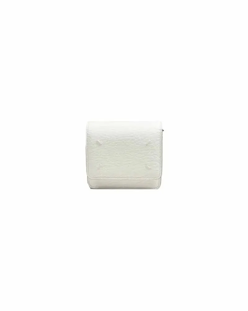Maison Margiela Portemonnaie Compact White Textured Leather Wallet With Removab weiß Weiß