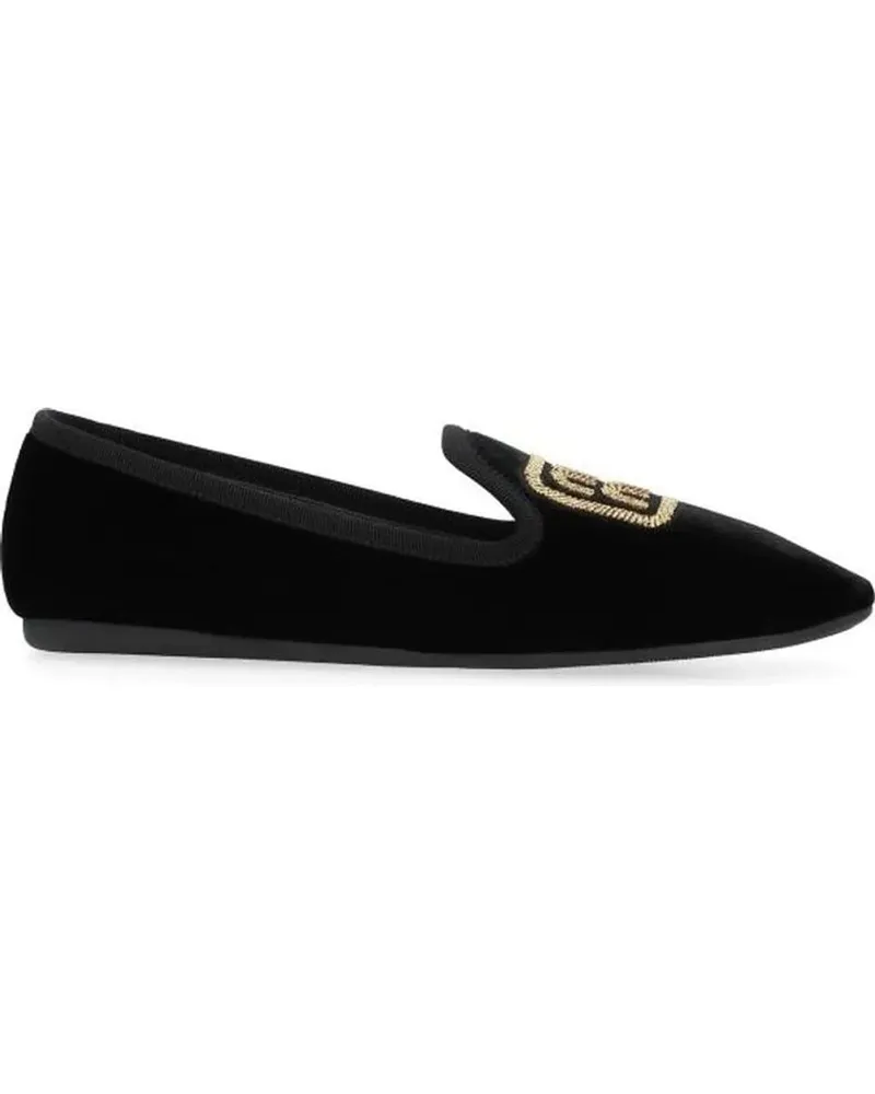 Miu Miu Logo Velvet Flats schwarz Schwarz