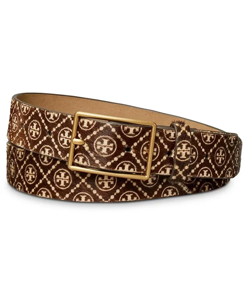 Tory Burch Gürtel T Monogram Haircalf Belt braun Braun