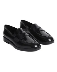 Bally Loafers & Ballerinas Black Brushed Calf Leather Moccasin Schwarz