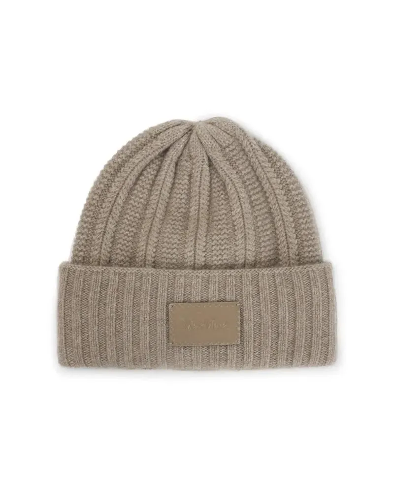 Max Mara Caps & Mützen Ribbed Cashmere Beanie beige Beige