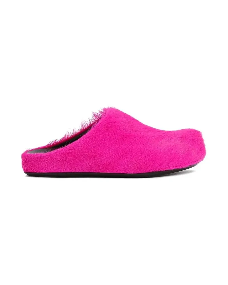 Marni Slipper & Pantoletten Fuchsia Calf Hair Fussbett Mules pink Rosa