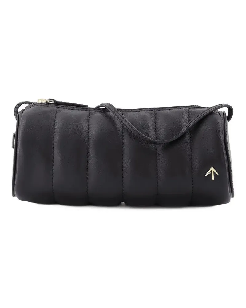 Manu Atelier Hobo Bags Padded Cylinder Bag In Black Leather schwarz Schwarz