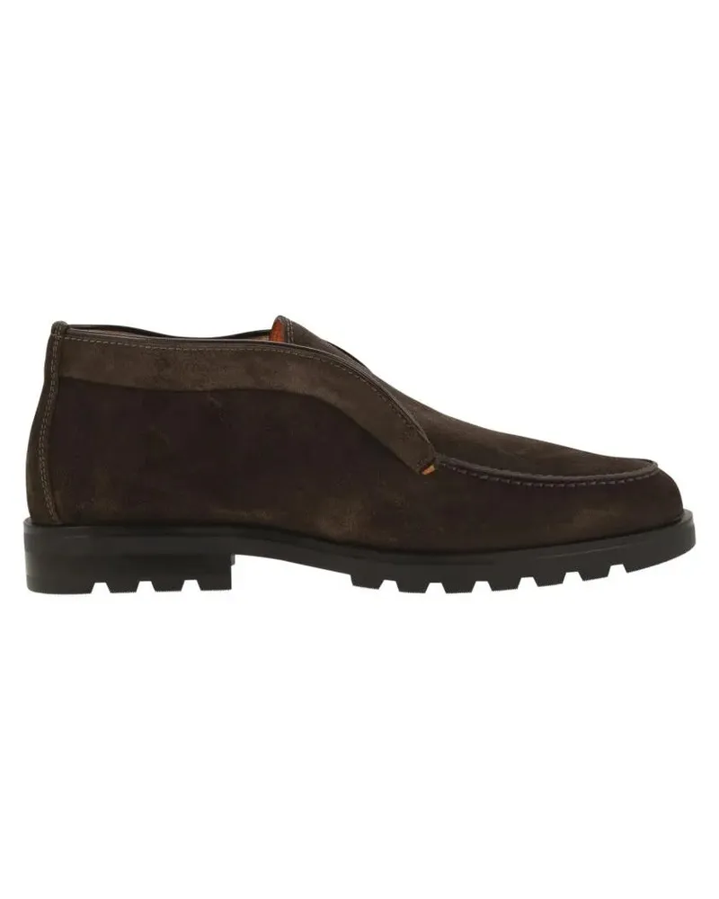 Santoni Stiefel Suede Ankle Boot Without Laces braun Braun