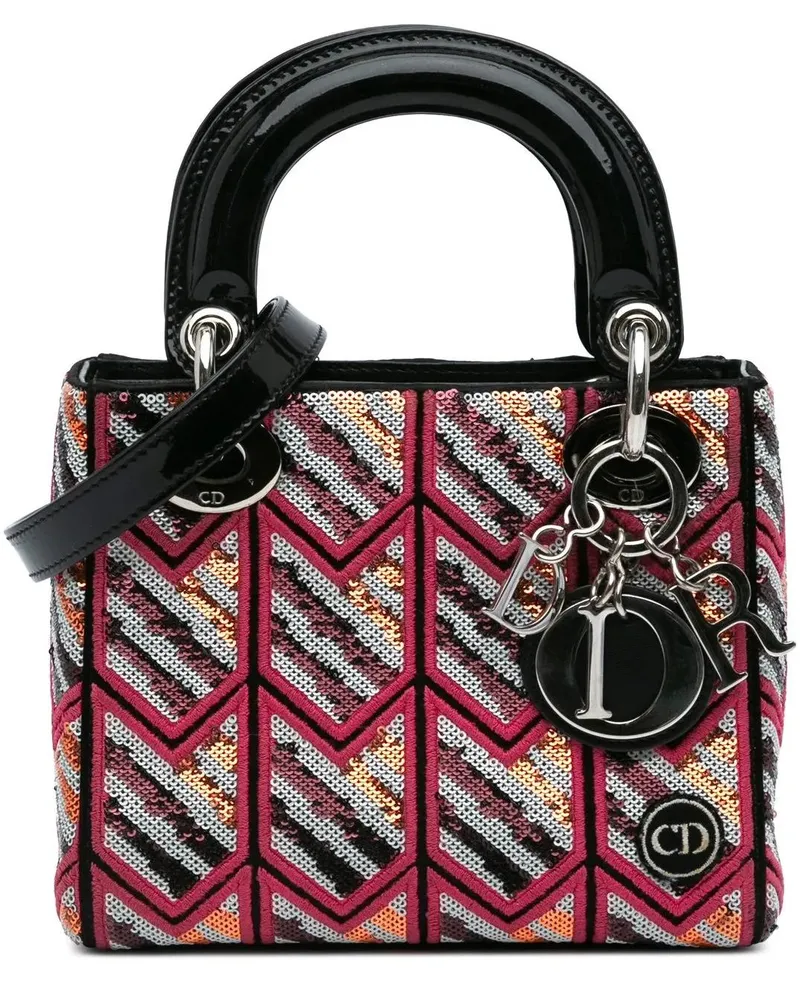 Dior Hobo Bags 2015 Mini Patent Sequined Lady Dior rosa Gold
