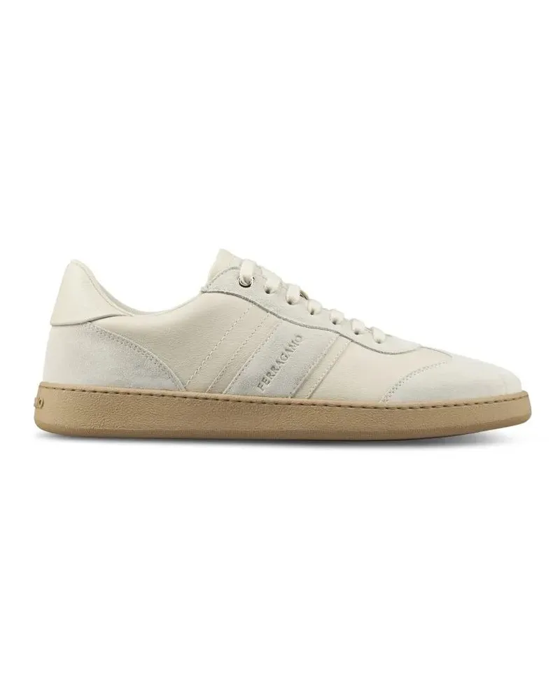 Ferragamo Low-Top Sneaker Textured Calf Leather Sneakers With Contrasting So beige Beige