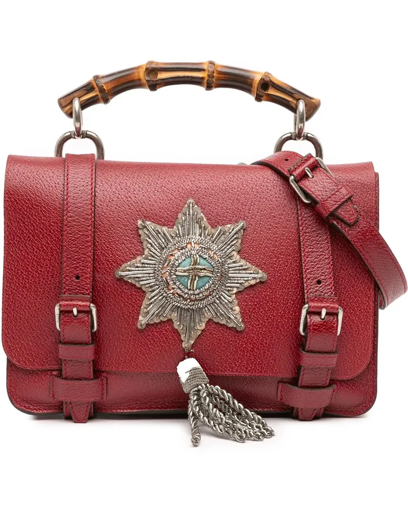 Gucci Hobo Bags Leather Bamboo Convertible Top Handle Bag rot Rot