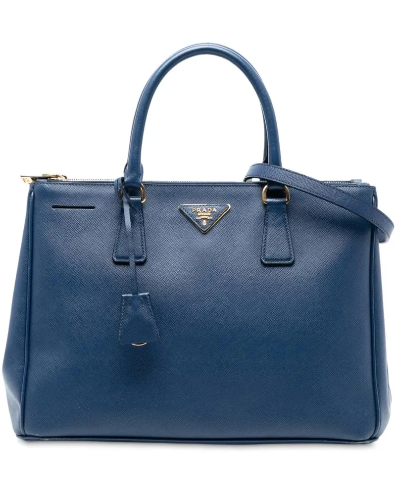 Prada Hobo Bags Medium Saffiano Lux Galleria Double Zip Satchel blau Blau