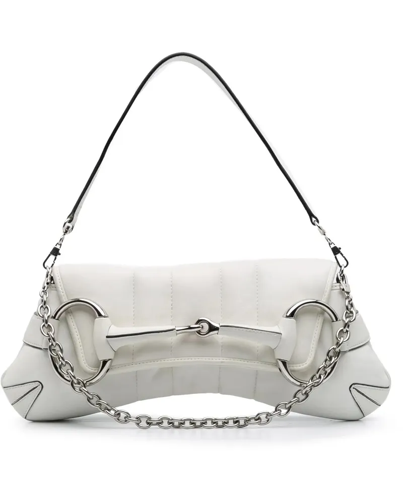 Gucci Hobo Bags Small Leather Horsebit Chain Satchel weiß Weiß