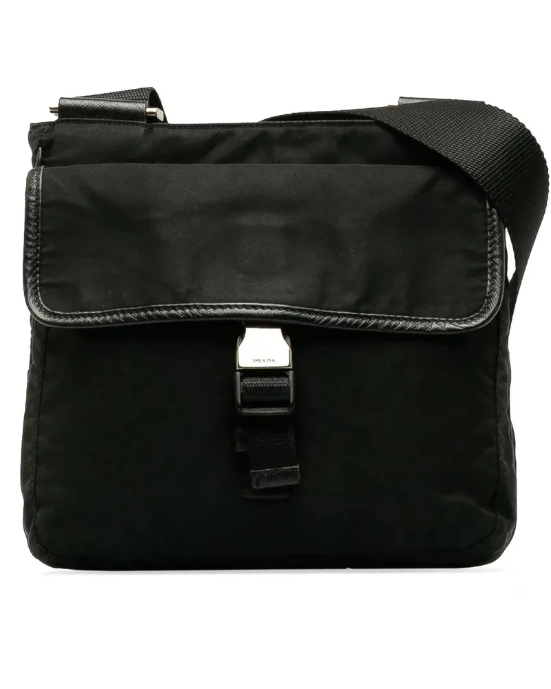 Prada Hobo Bags 2013-2023 Tessuto Buckle Messenger Bag schwarz Schwarz
