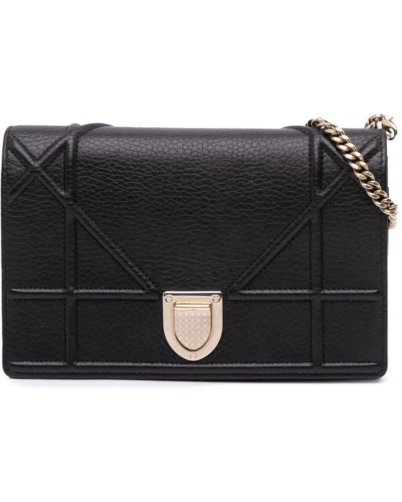 Dior Hobo Bags 2018 Grained Calfskin Diorama Wallet on Chain schwarz Schwarz