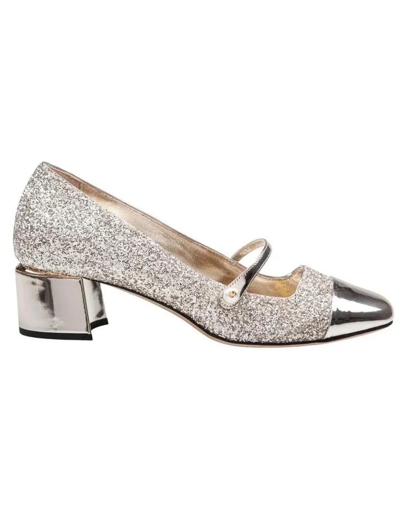 Jimmy Choo Hohe Schuhe Gold/Sand Glitter/Laminated Leather Pumps goldfarben 