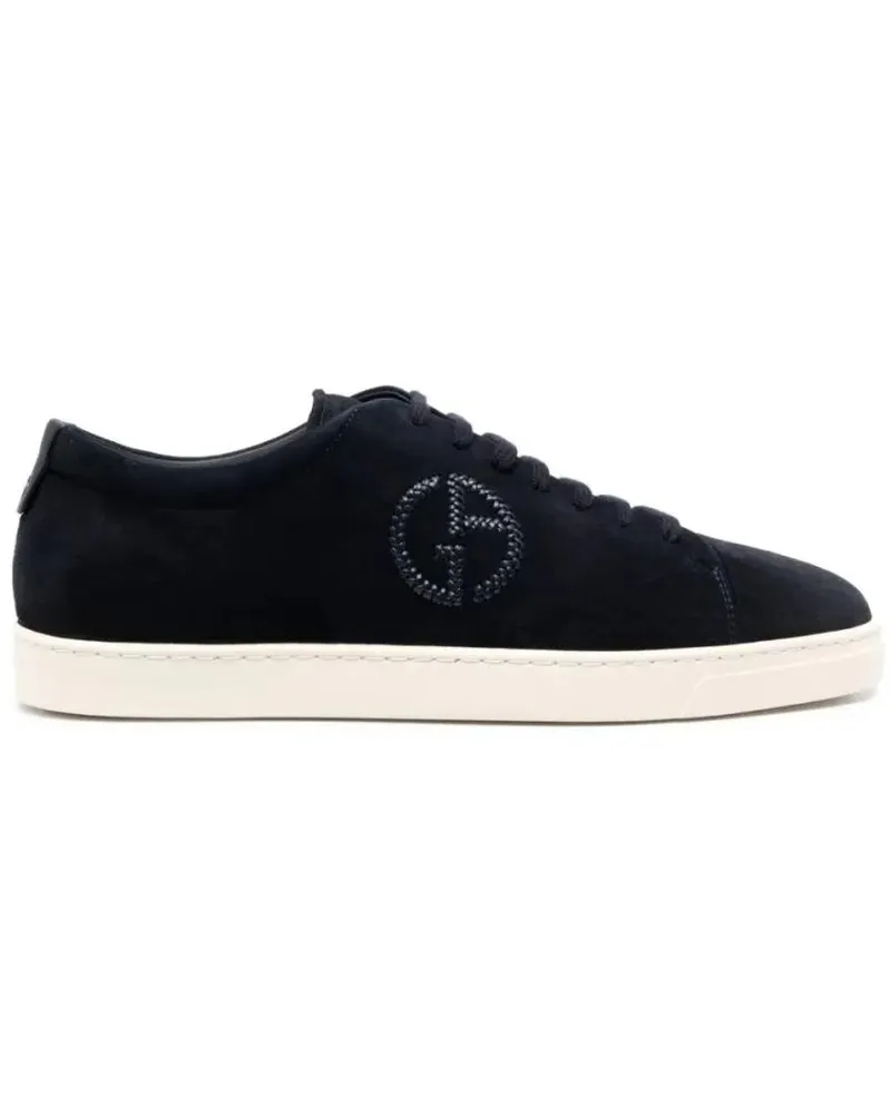 Giorgio Armani Low-Top Sneaker Refined Black Trainers With Soft Leather Upper schwarz Schwarz