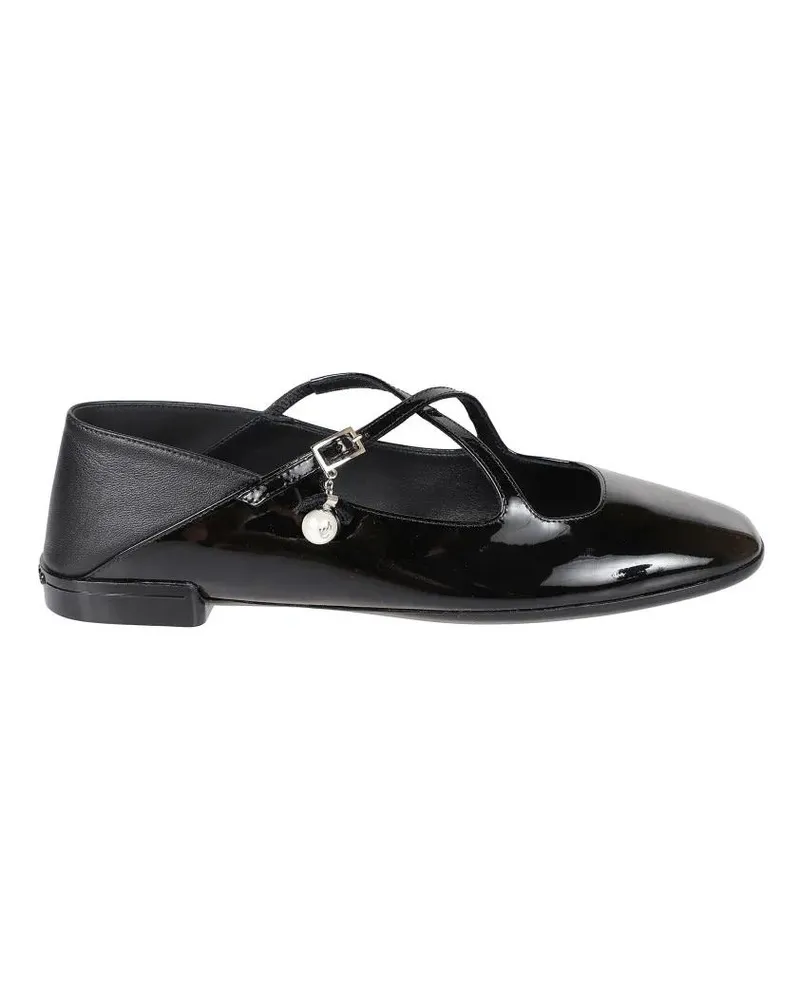Jimmy Choo Glossy Black Flat Shoes schwarz Schwarz