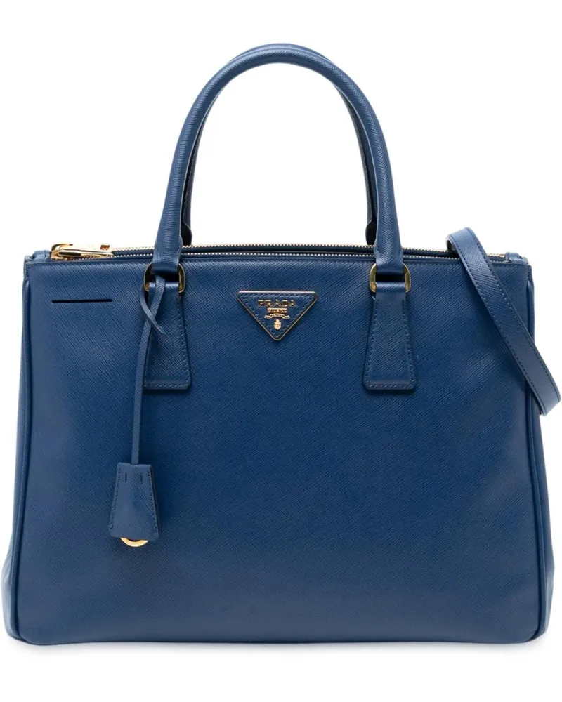 Prada Hobo Bags Medium Saffiano Lux Galleria Double Zip Satchel blau Blau