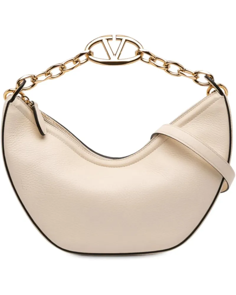 Valentino Garavani Hobo Bags Small Grainy Calfskin VLogo Moon Hobo weiß Weiß