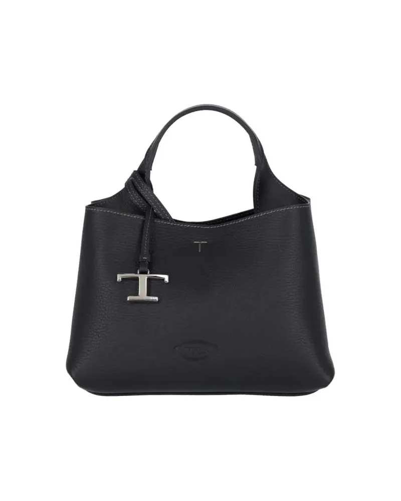 TOD'S Hobo Bags Structured Pebbled Texture Shoulder Bag schwarz Schwarz
