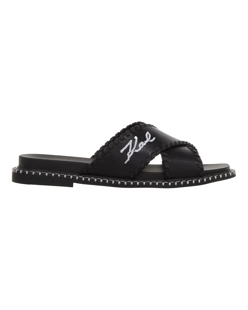 Karl Lagerfeld Slipper & Pantoletten Kleo Whipstitch Krosstrap schwarz Schwarz