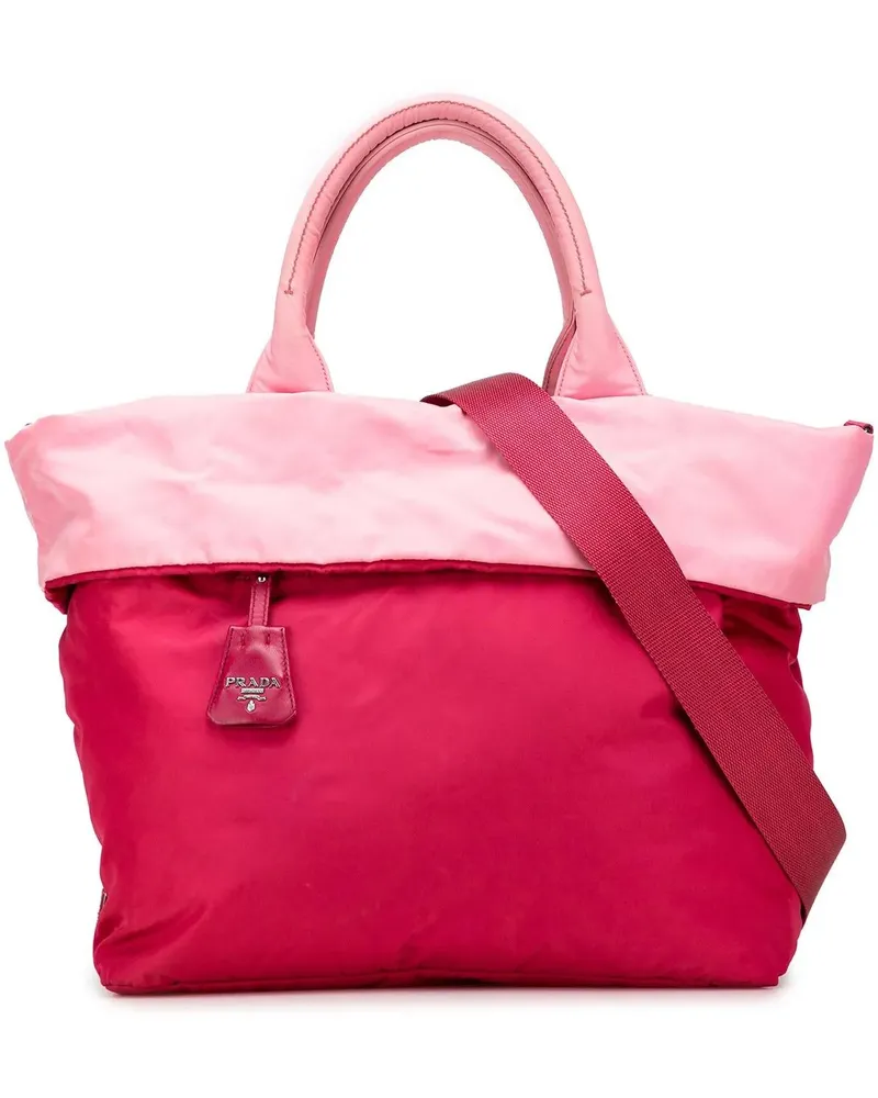 Prada Hobo Bags Tessuto Reversible Satchel rosa Gold