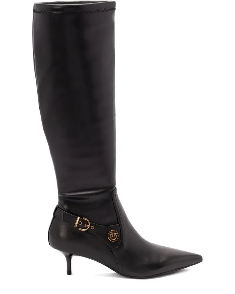 Pinko Stiefel Knee-High Black Boots With Pointed Toe schwarz Schwarz