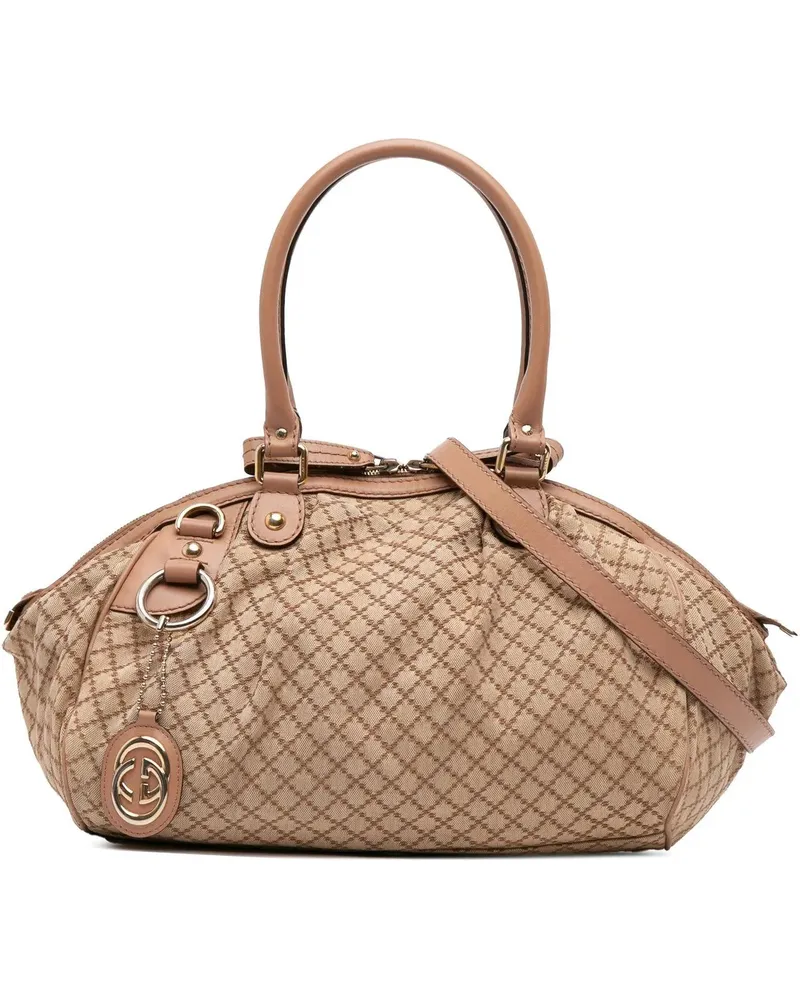 Gucci Hobo Bags Diamante Canvas Sukey Satchel braun Braun