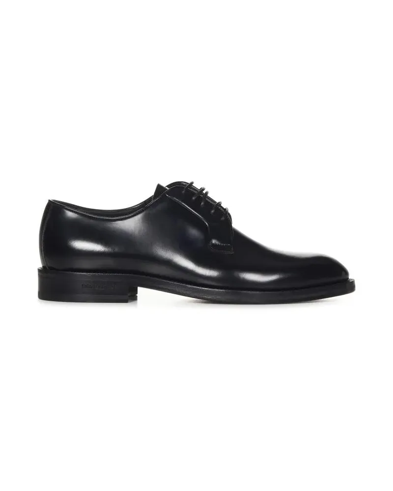 Dsquared2 Black Brushed Calf Leather 5-Hole Derby Shoes schwarz Schwarz