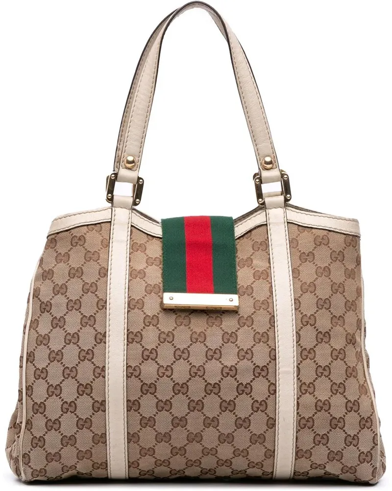 Gucci Shopper GG Canvas Web New Ladies Tote braun Braun
