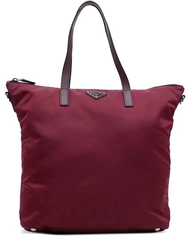Prada Hobo Bags Tessuto Zip Top Convertible Tote rot Rot