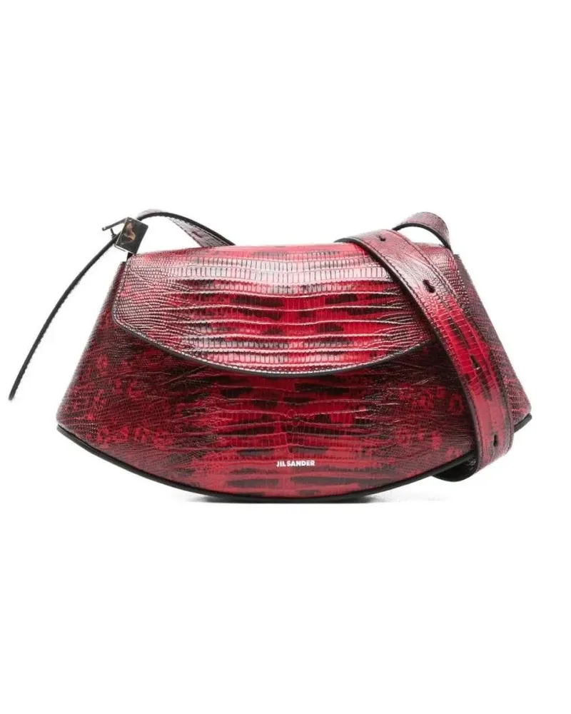 Jil Sander Hobo Bags Structured Shoulder Bag In Rosso Vitello Leather rot Rot