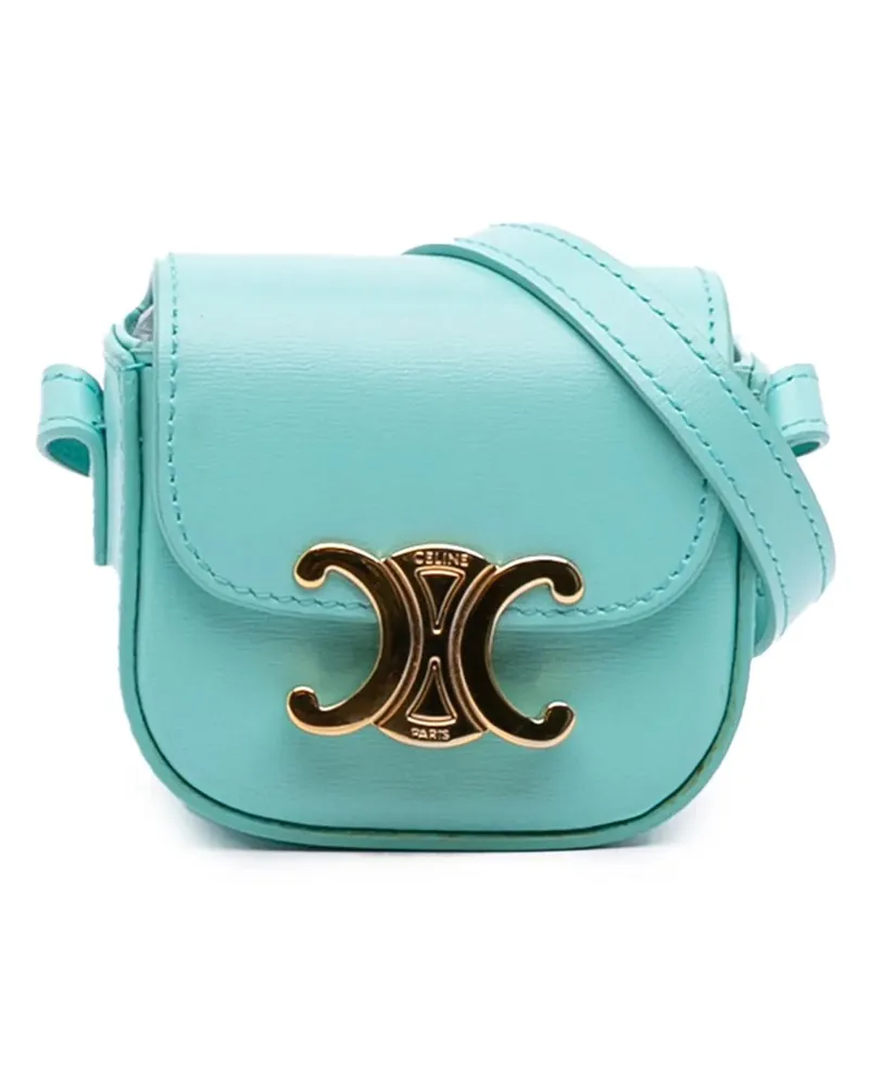 Celine Hobo Bags Leather Triomphe AirPods Case with Strap blau Blau