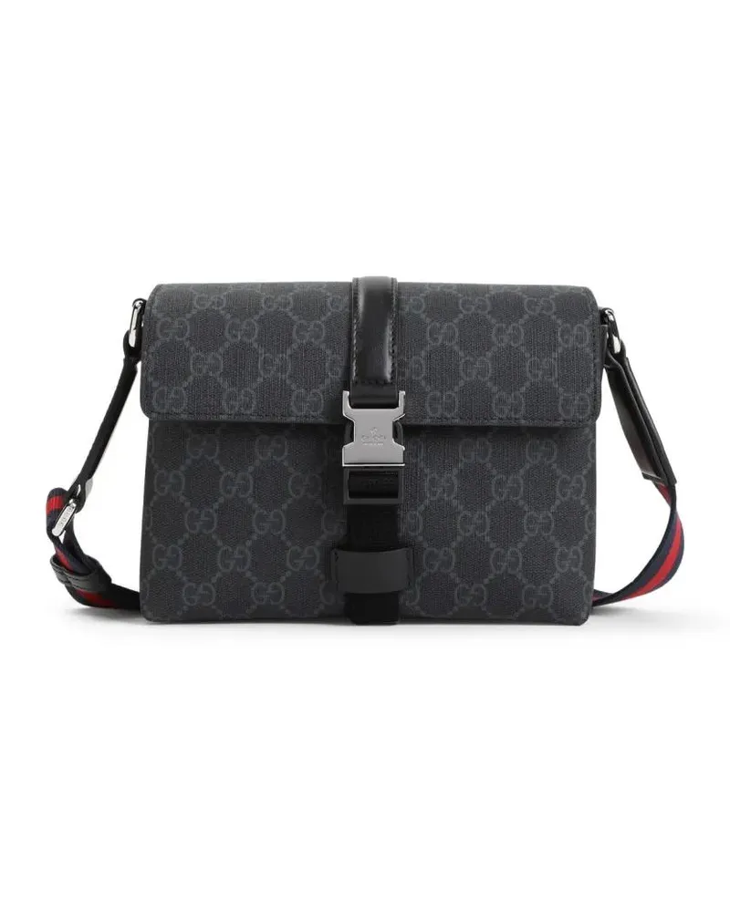 Gucci Hobo Bags Gg Supreme Textile And Leather Shoulder Bag schwarz Schwarz