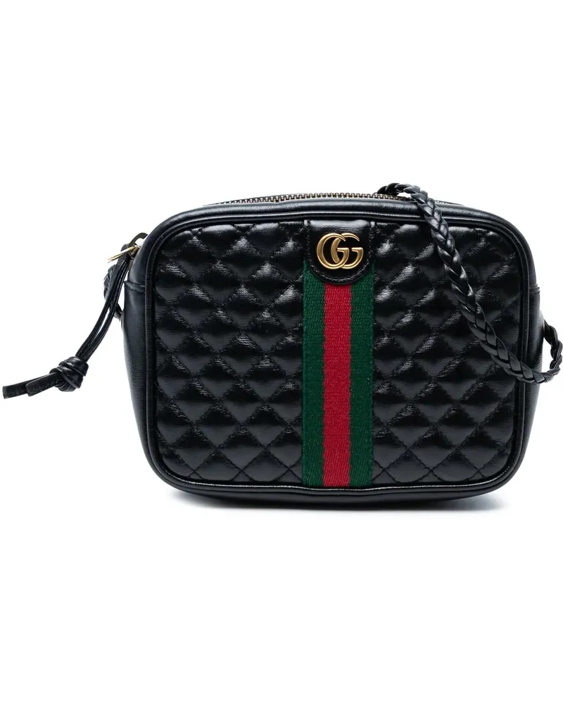 Gucci Hobo Bags Mini Quilted Leather Web Trapuntata Crossbody schwarz Schwarz
