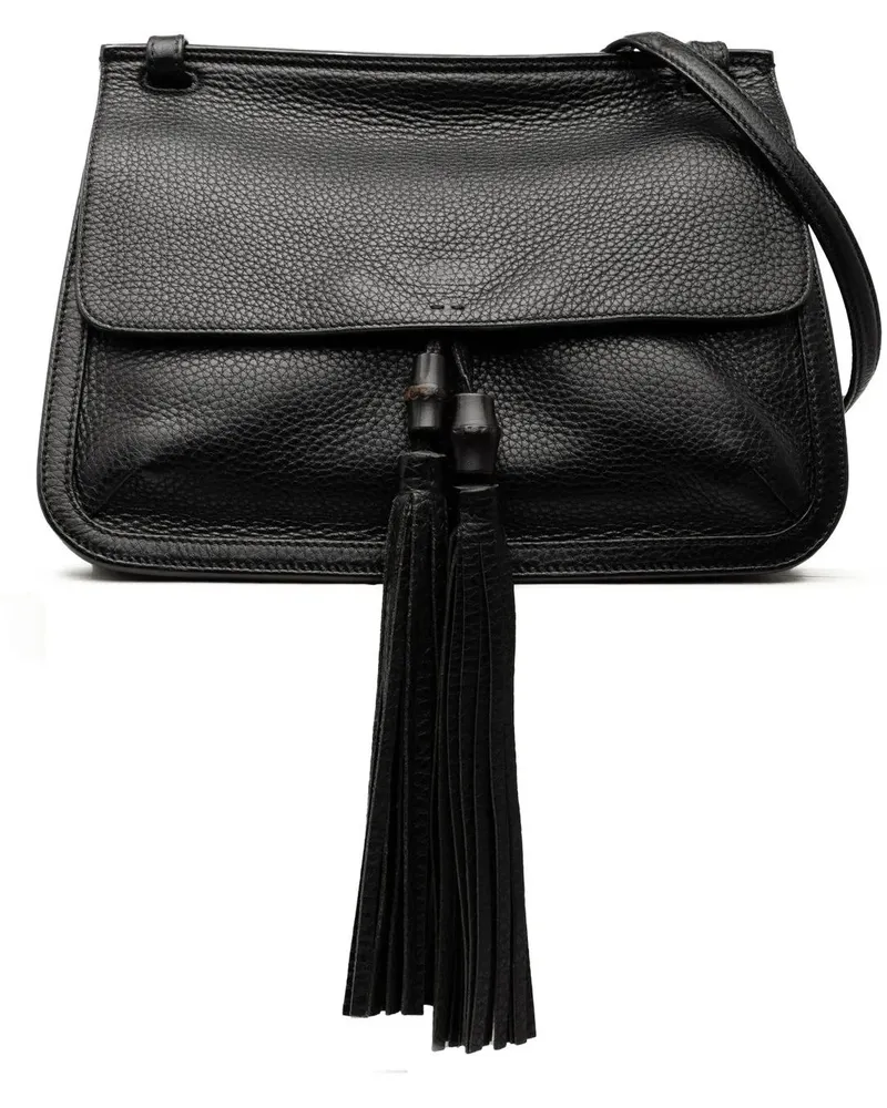Gucci Hobo Bags Medium Leather Bamboo Daily Crossbody schwarz Schwarz